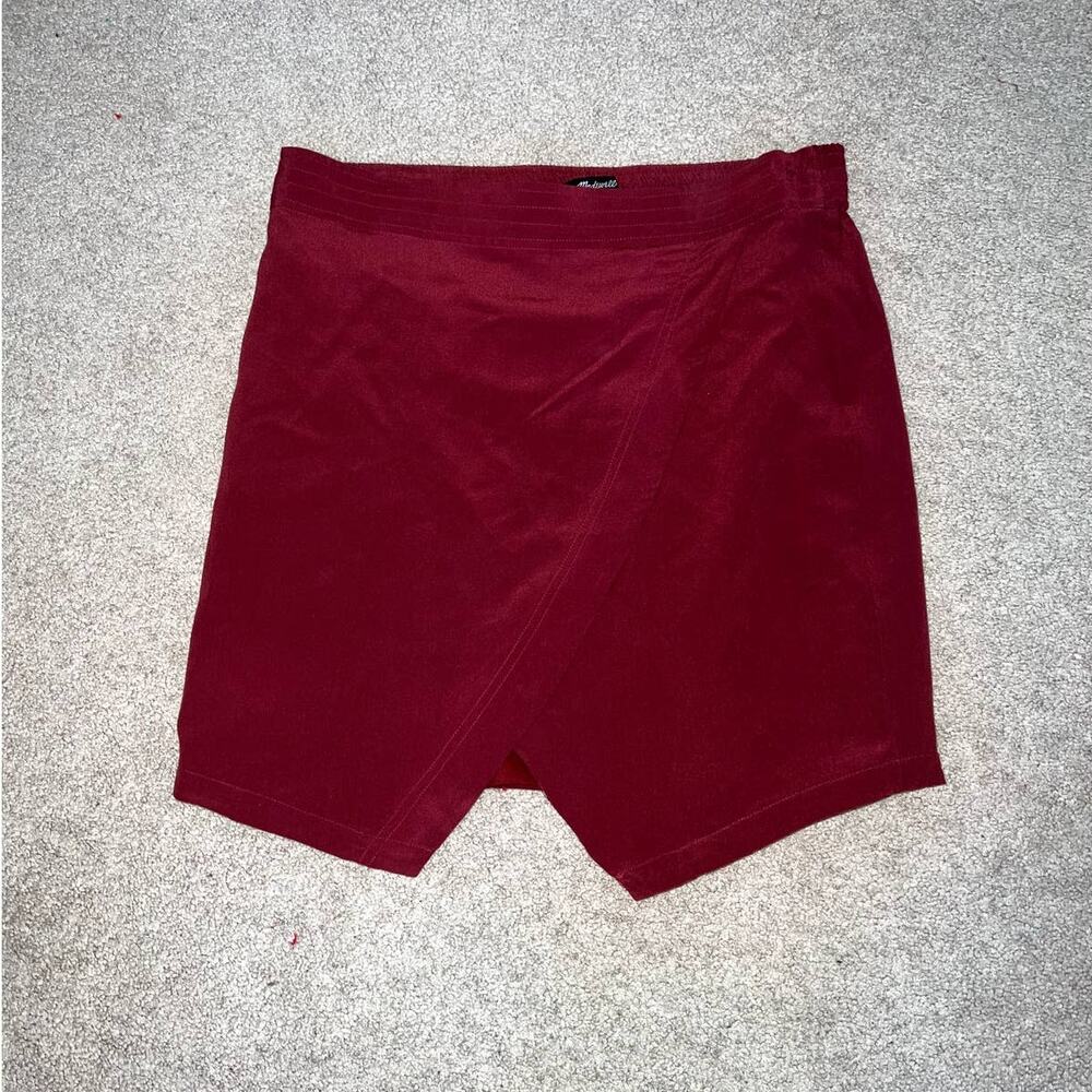 Madewell asymmetric pull-on front wrap skirt burgundy size M